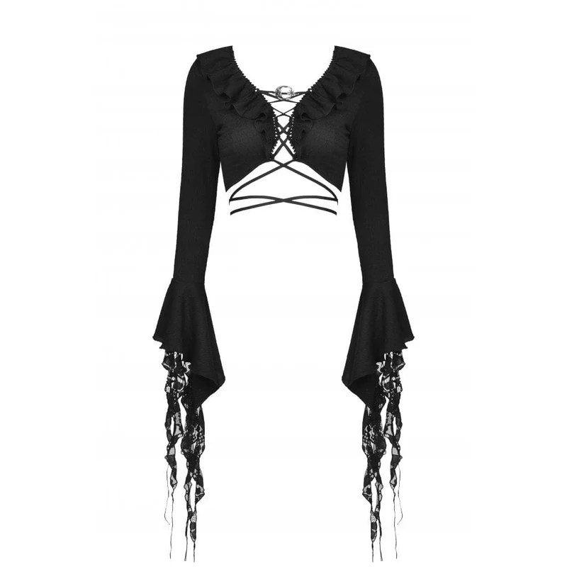 Damen Gothic Schnürtop mit Puffärmeln
