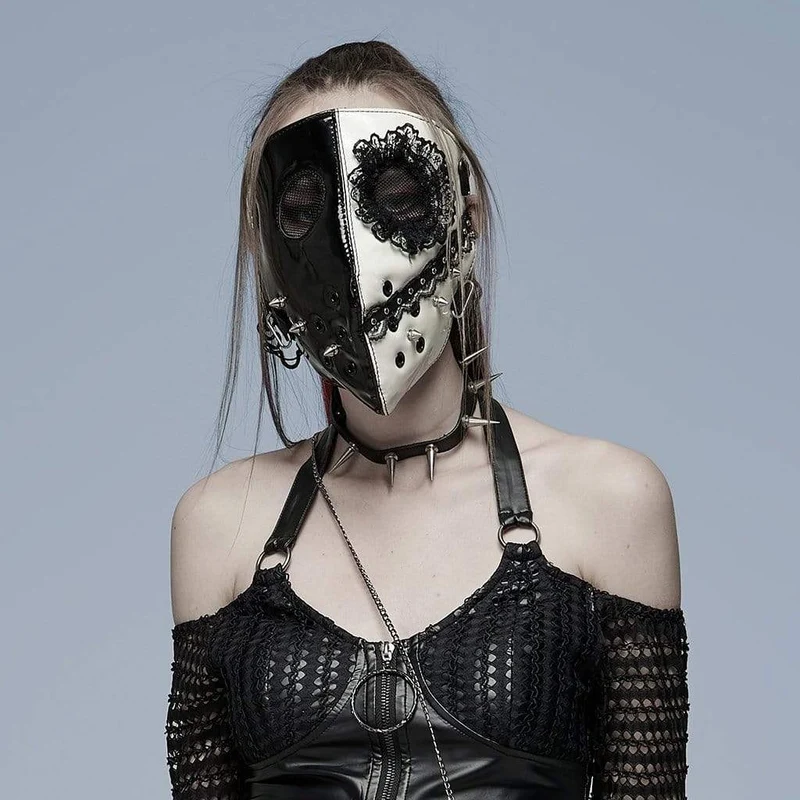 Damen Punk Lace Splice Nieten Maske
