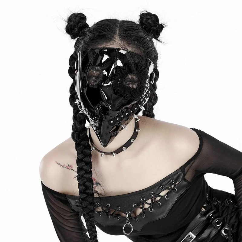 Damen Punk Lace Splice Nieten Maske