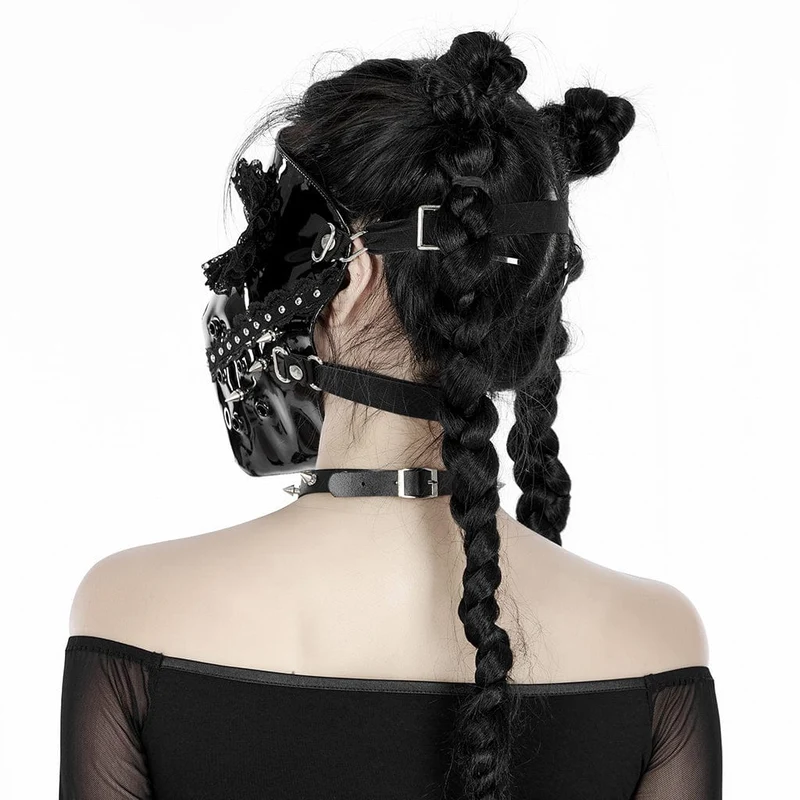 Damen Punk Lace Splice Nieten Maske