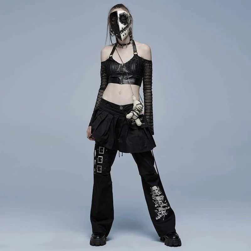 Damen Punk Lace Splice Nieten Maske