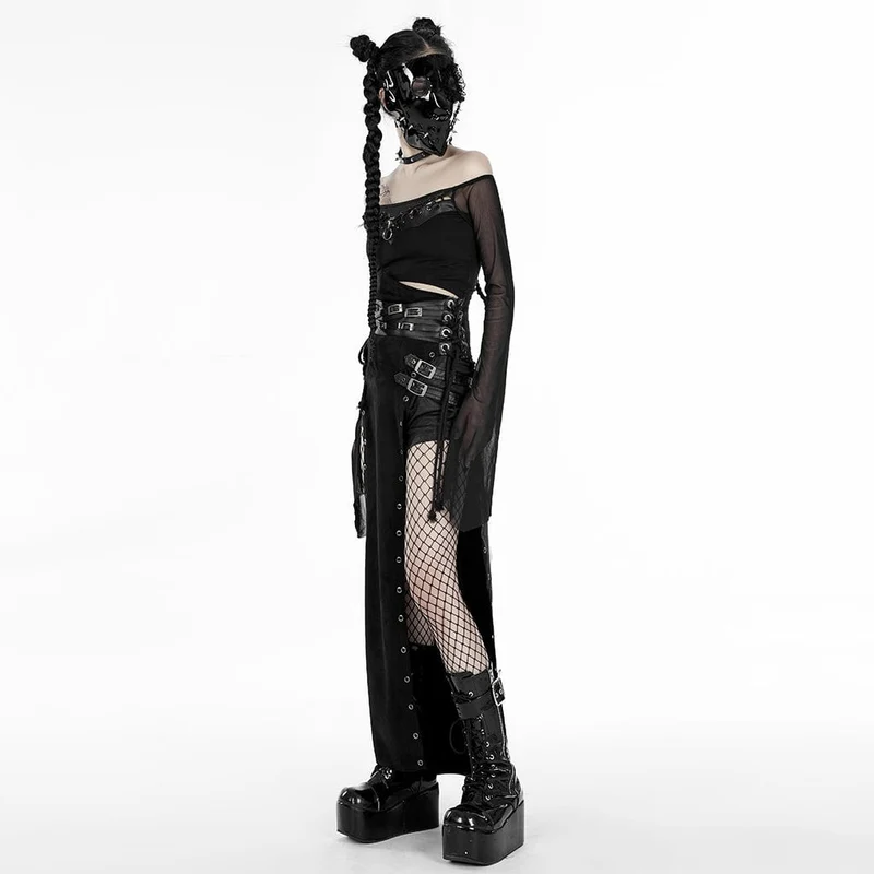 Damen Punk Lace Splice Nieten Maske