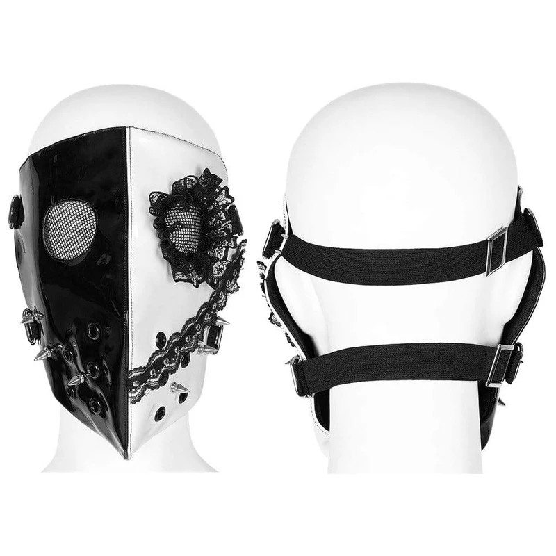 Damen Punk Lace Splice Nieten Maske