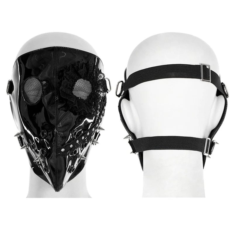 Damen Punk Lace Splice Nieten Maske