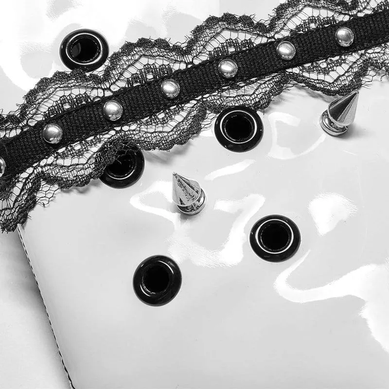 Damen Punk Lace Splice Nieten Maske