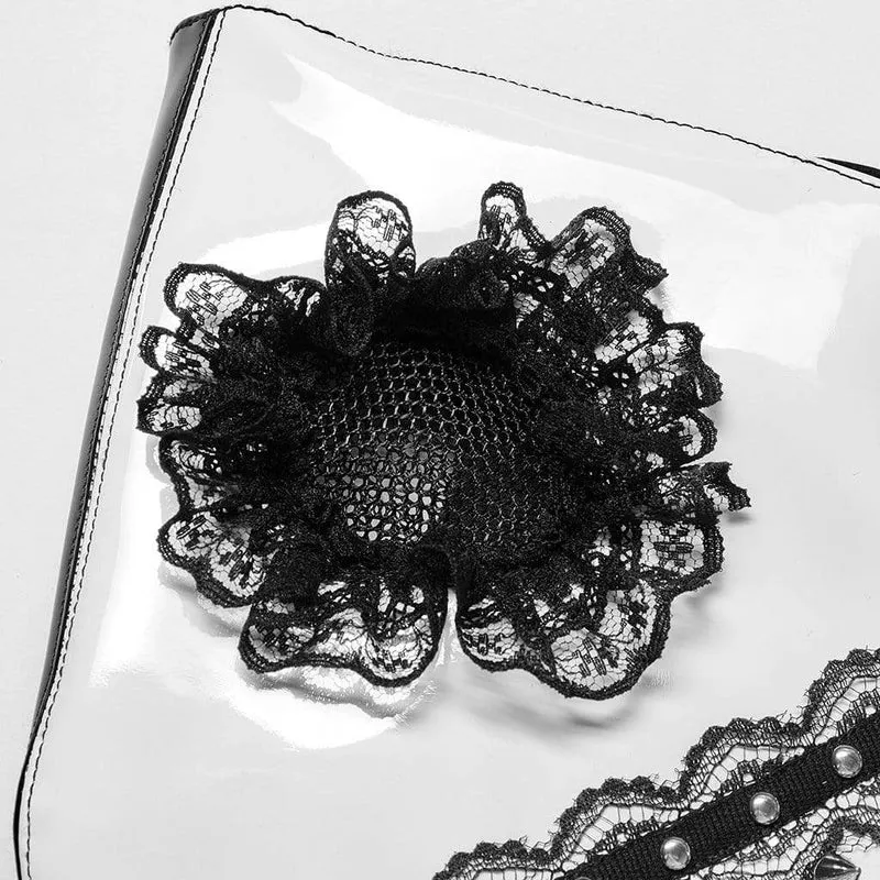 Damen Punk Lace Splice Nieten Maske