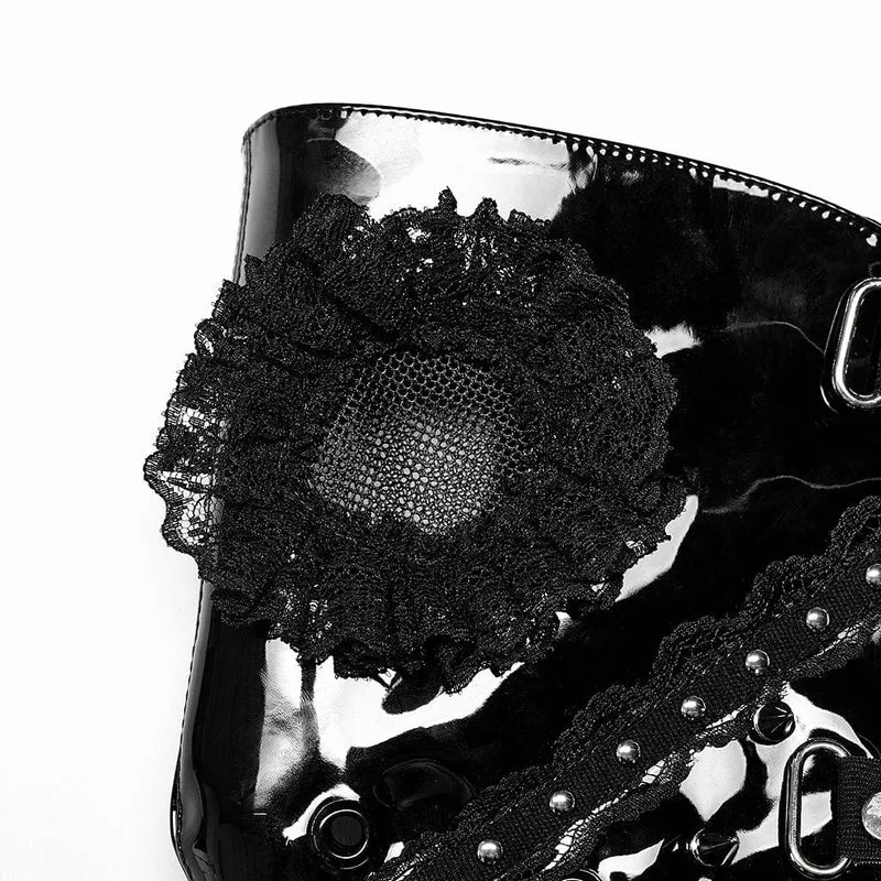 Damen Punk Lace Splice Nieten Maske