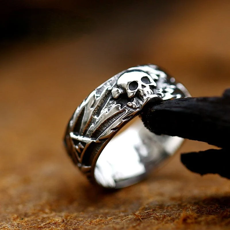 Herren-Punk-Schädel-Kopf-Ring