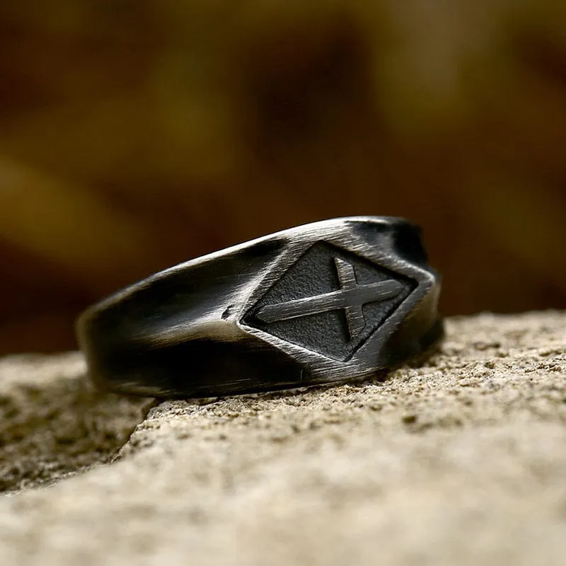 Herren Punk Vintage Kreuz Ring