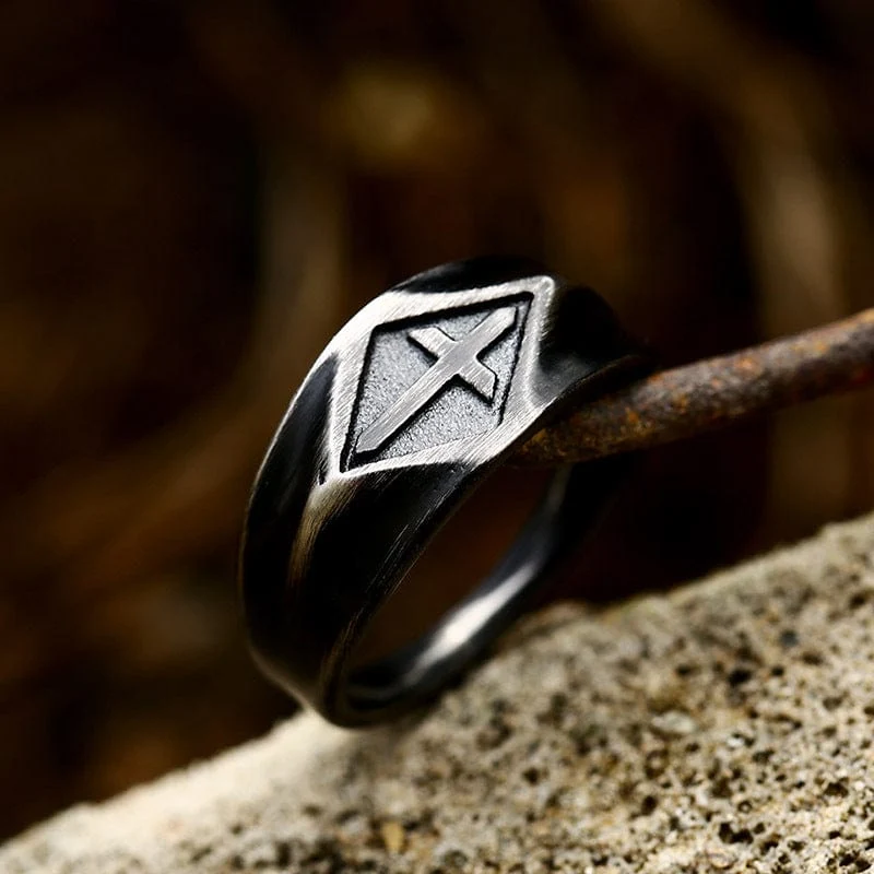 Herren Punk Vintage Kreuz Ring