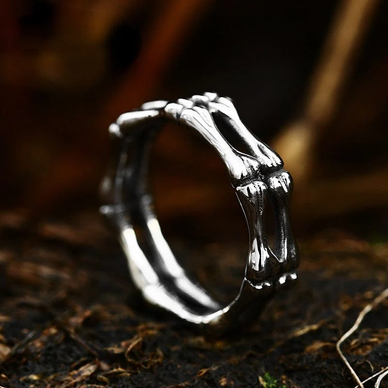 Herren Punk Totenkopf Knochen Ring