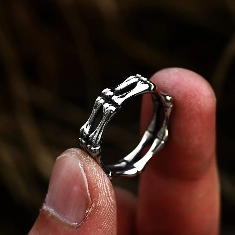 Herren Punk Totenkopf Knochen Ring