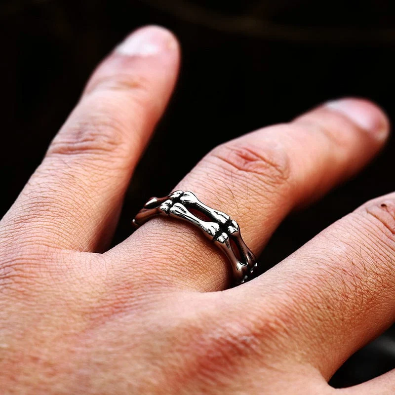 Herren Punk Totenkopf Knochen Ring