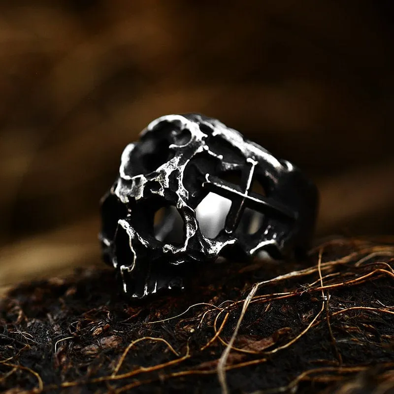 Herren Punk hohler Totenkopfring