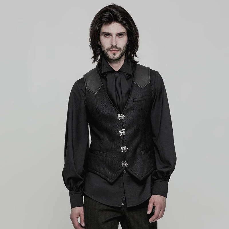 Punk Rave Herren Steampunk V-Ausschnitt Metallschnallen Deko Weste Weste Y862