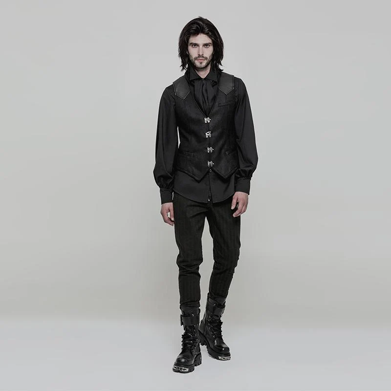 Punk Rave Herren Steampunk V-Ausschnitt Metallschnallen Deko Weste Weste Y862