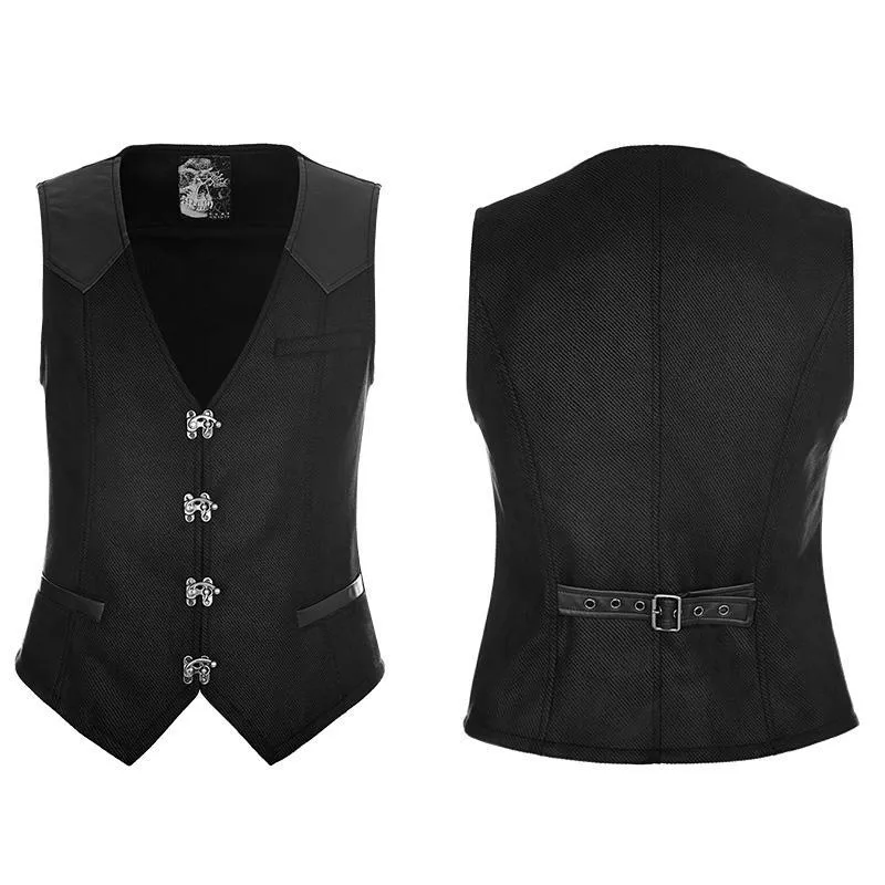 Punk Rave Herren Steampunk V-Ausschnitt Metallschnallen Deko Weste Weste Y862