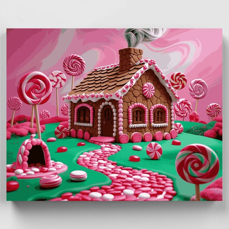 Candy Land Gingerbread House - Paint by Numbers Kit