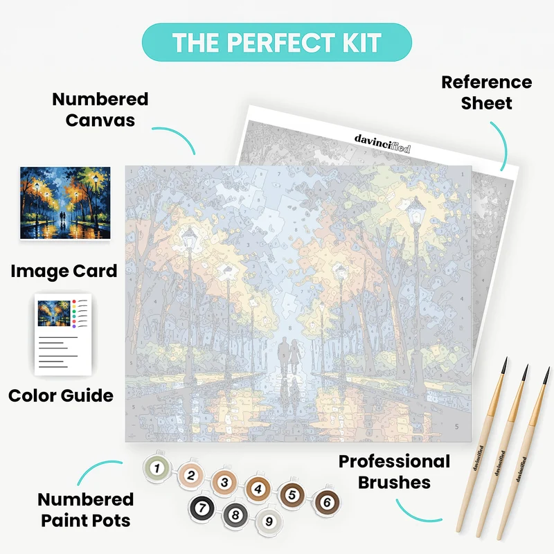 Rainy Night Park Stroll - Paint by Numbers Kit