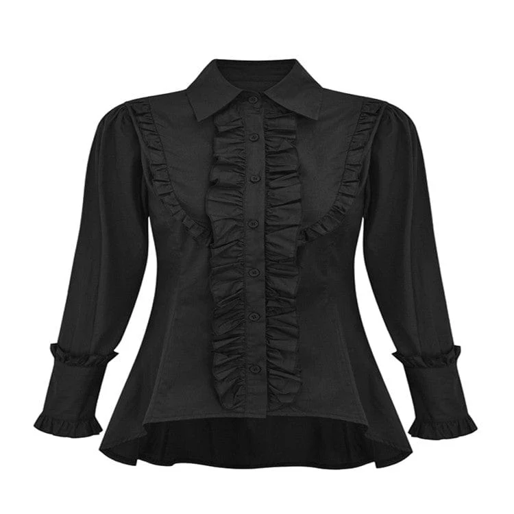 Schmal geschnittenes Gothic-Rüschenhemd für Damen