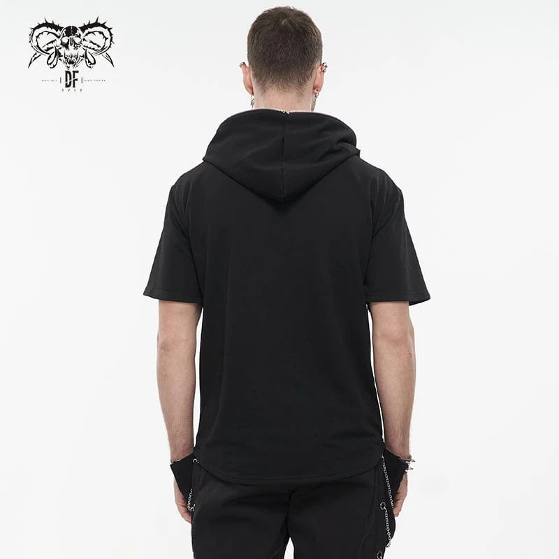 Herren Punk Strappy Star Zipper Shirt mit Kapuze