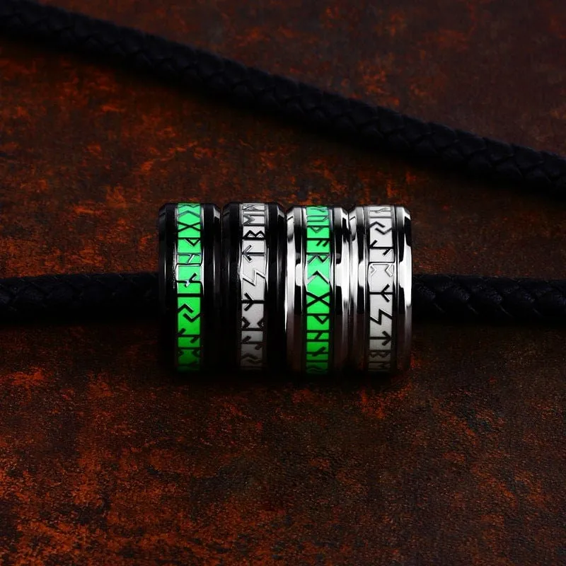 Herren Punk Wikinger Buchstabe geschnitzter leuchtender Ring