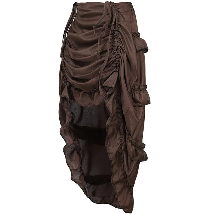 Damen Steampunk Kordelzug Falbala Rock
