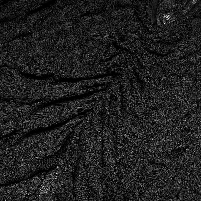 Kurzärmliges Crop-Top mit Grunge-Ausschnitt und Rüschen für Damen