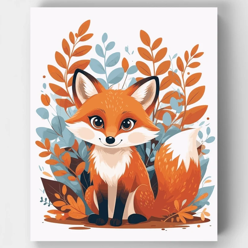 Cute Fox in Autumn Forest - Paint by Numbers Kit