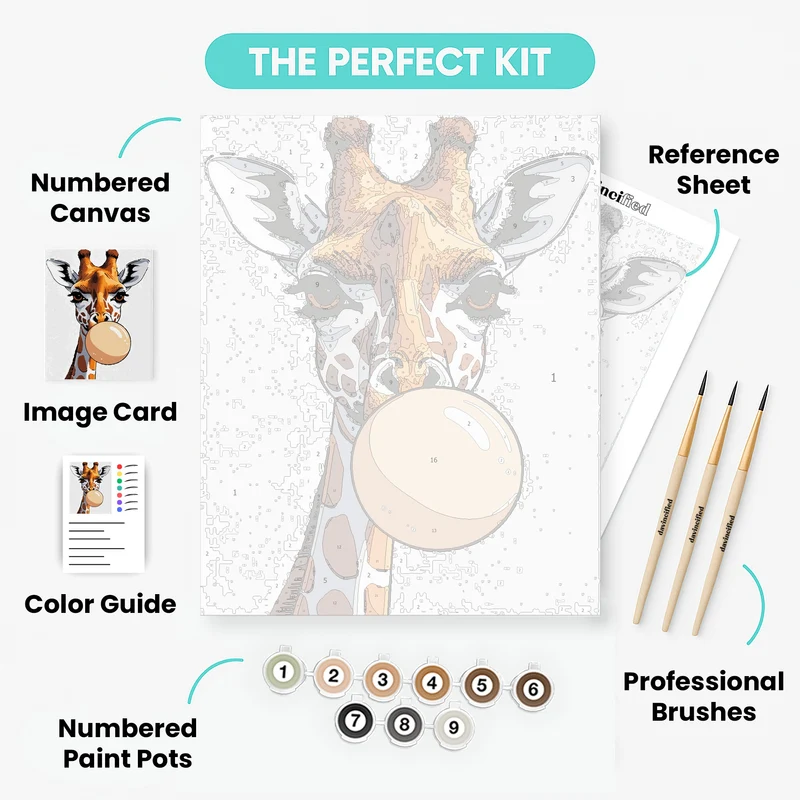 Giraffe Blowing Bubble Gum - Paint by Numbers Kit