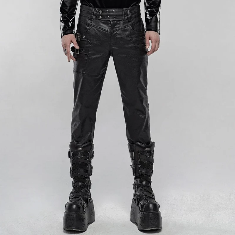 Herren Punk Kunstlederhose