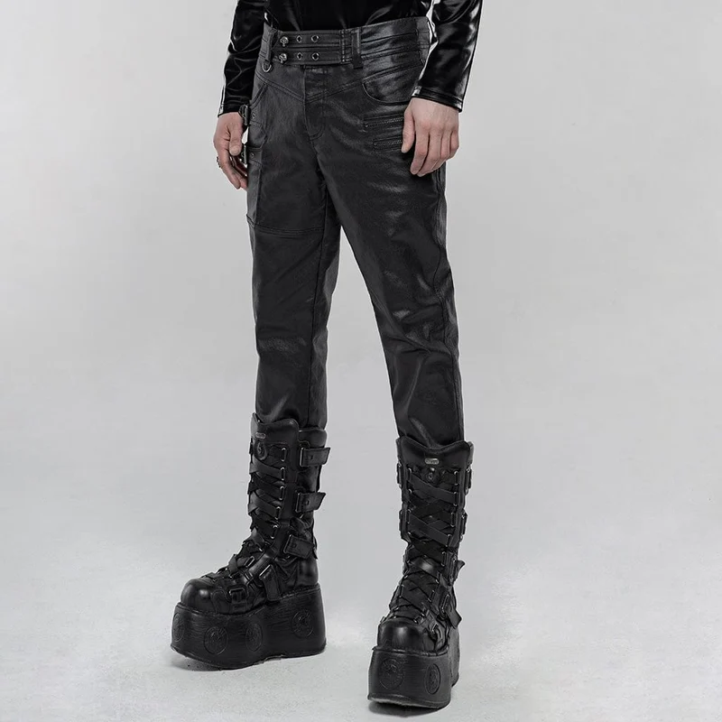 Herren Punk Kunstlederhose
