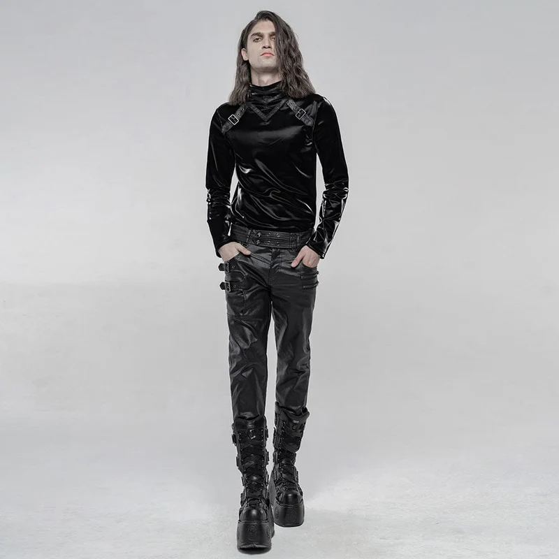 Herren Punk Kunstlederhose