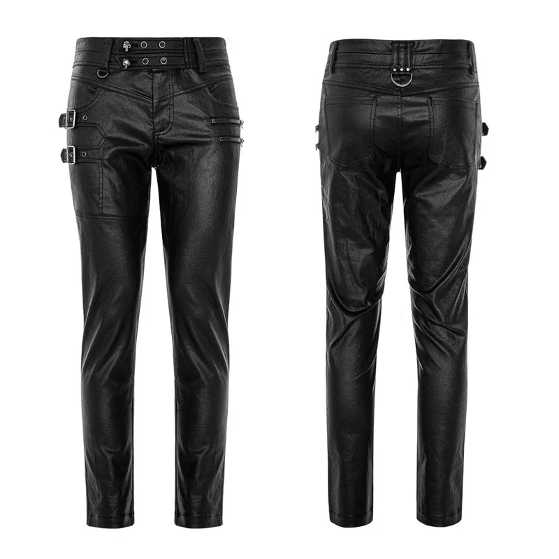 Herren Punk Kunstlederhose