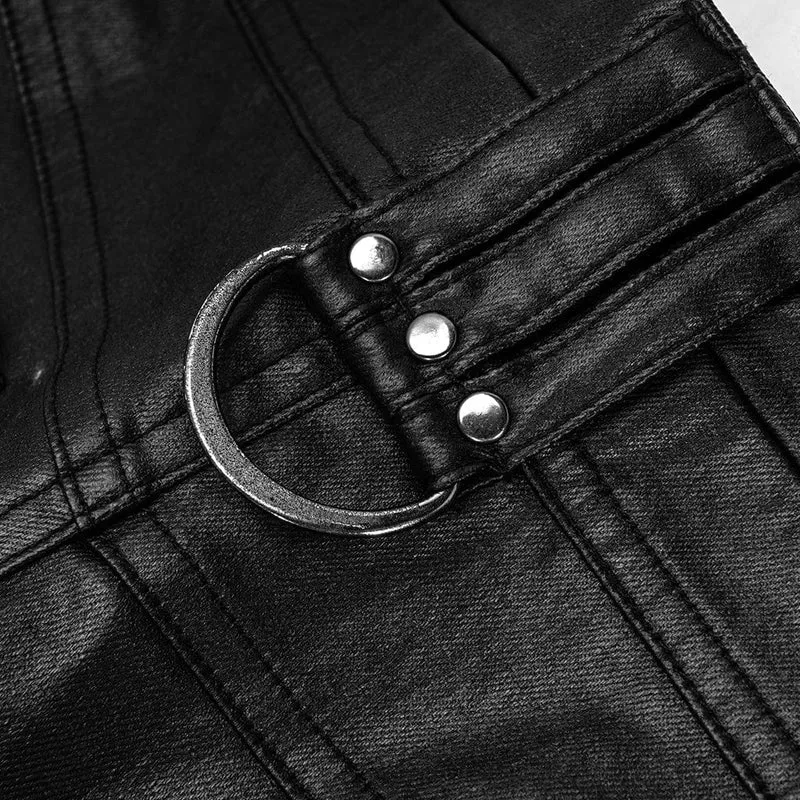 Herren Punk Kunstlederhose