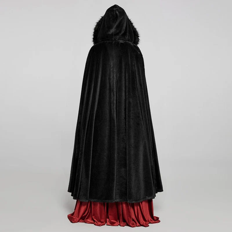 Langer Umhang aus Gothic-Punk-Kunstpelz für Damen
