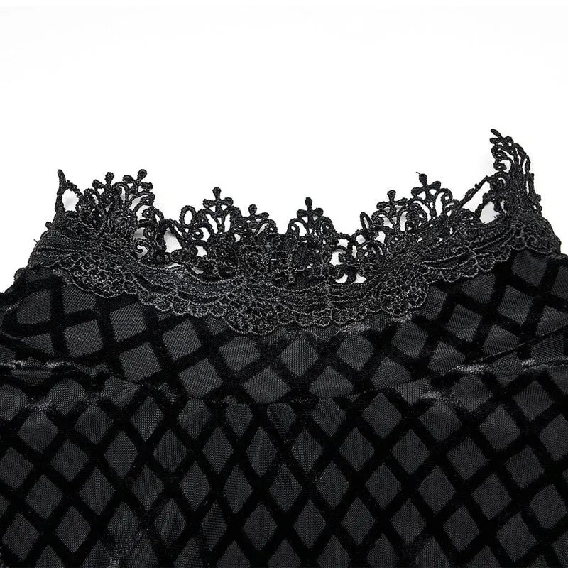 Hoch tailliertes Velet-Maxikleid mit Gothic-Applikation für Damen