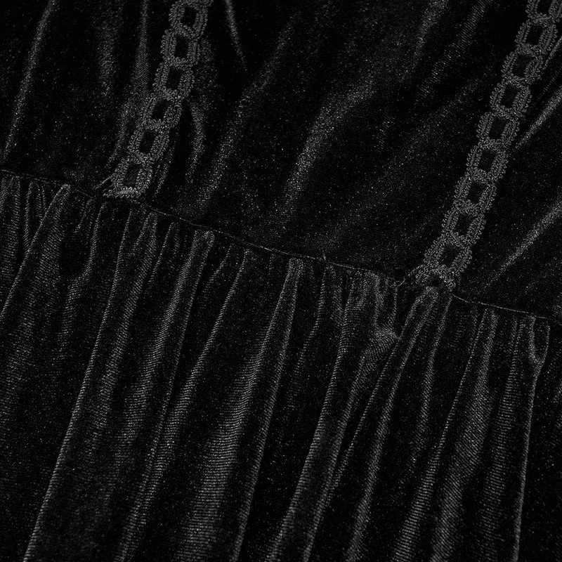 Hoch tailliertes Velet-Maxikleid mit Gothic-Applikation für Damen