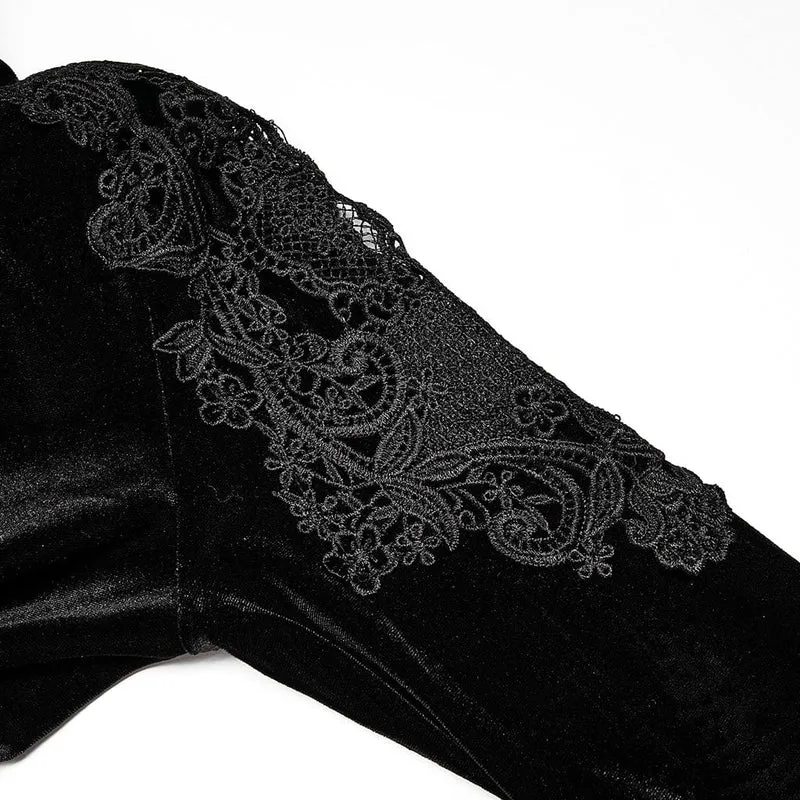 Hoch tailliertes Velet-Maxikleid mit Gothic-Applikation für Damen