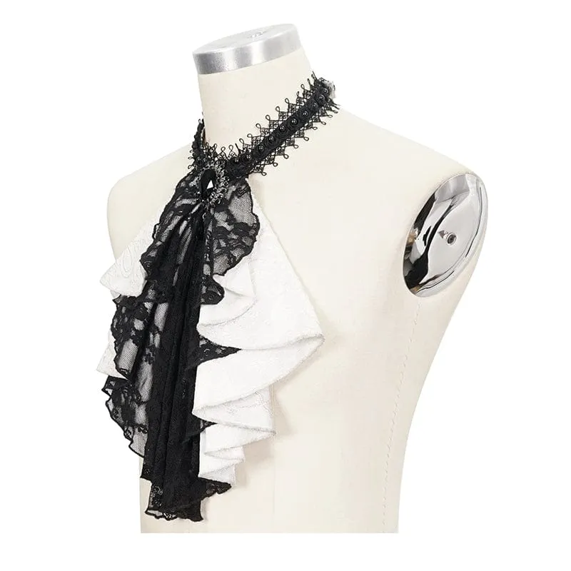 Herren Gothic Kontrastfarbe Mehrschichtige Spitzenhalsbekleidung