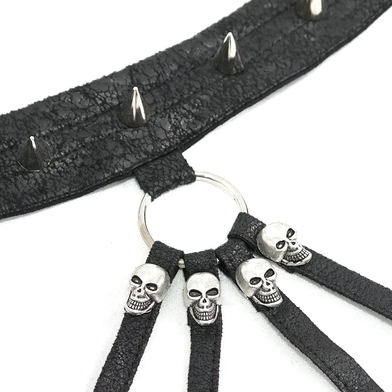 Damen Punk Rivets Skull Neckholder Bustier