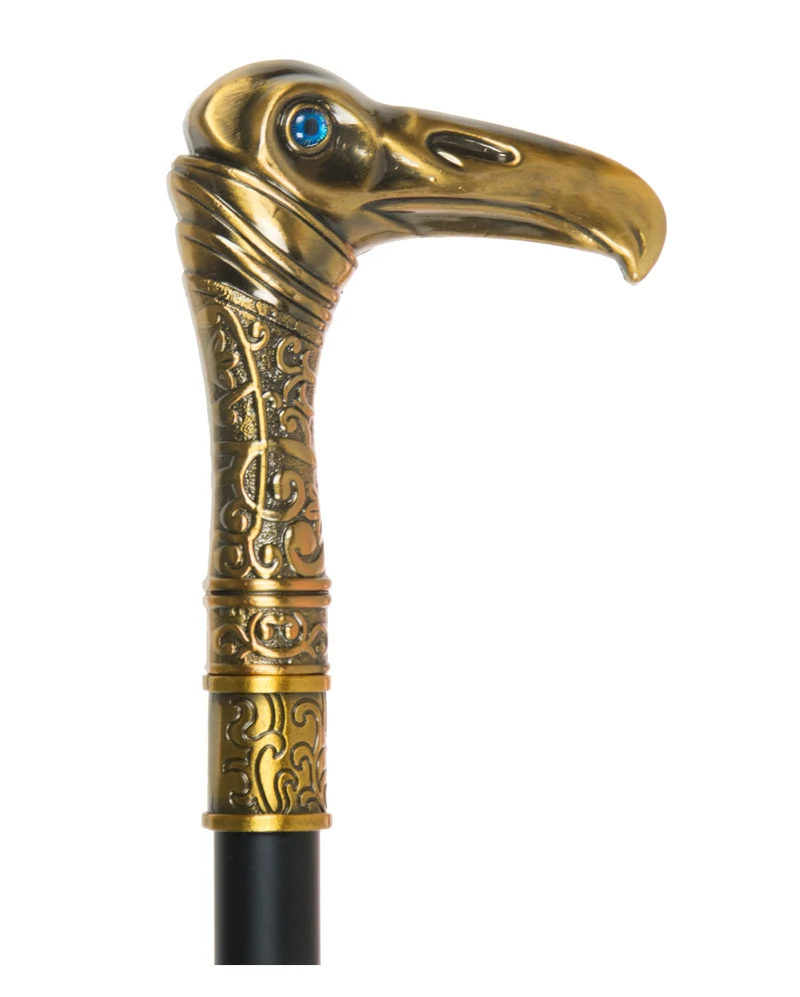 Gehstock mit messingfarbenem Rabenkopf 95cm
