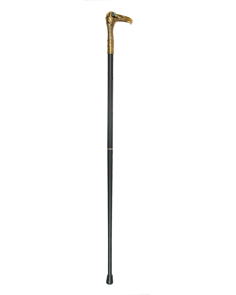 Gehstock mit messingfarbenem Rabenkopf 95cm