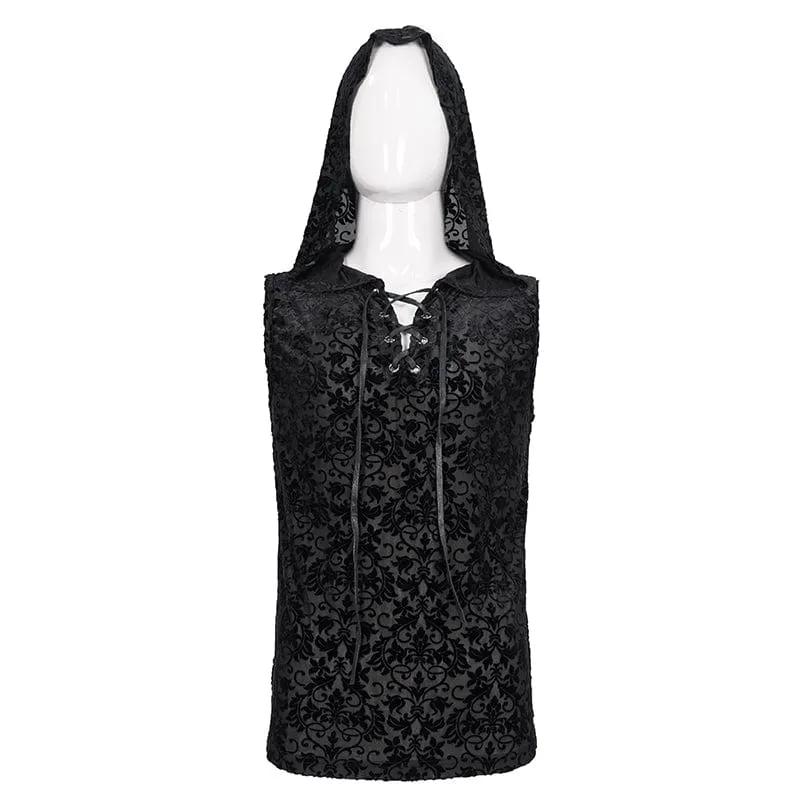 Herren Gothic Trägershirt mit Blumendruck und Kapuze