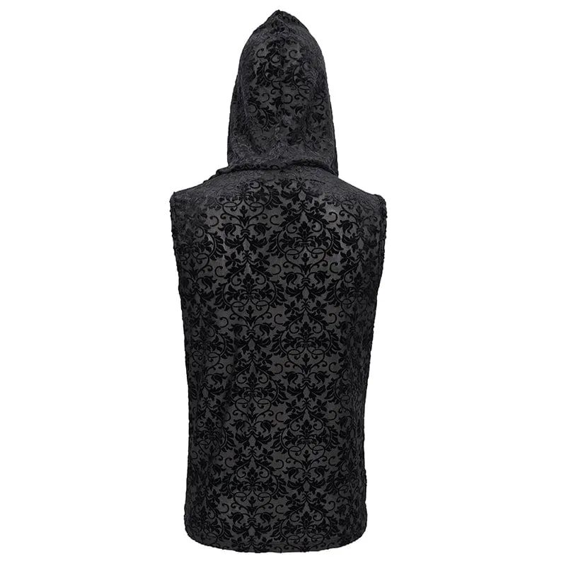 Herren Gothic Trägershirt mit Blumendruck und Kapuze