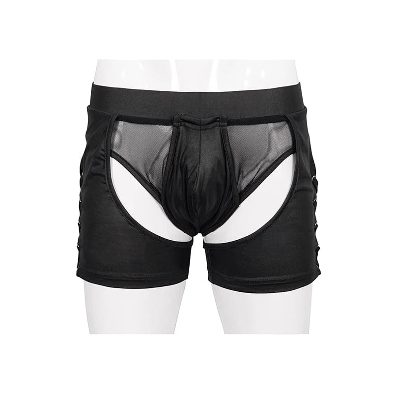 Herren Punk Cutout Mesh Splice Dessous