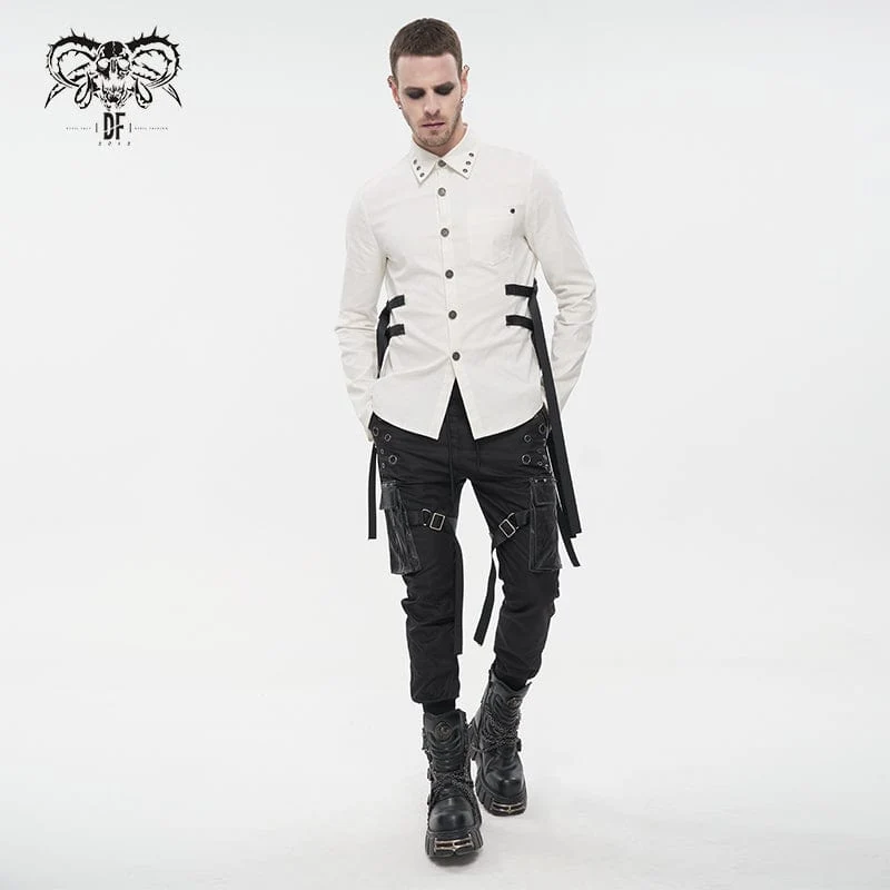 Herren Punk Big-Pocket Strap Belt Jogger Hose