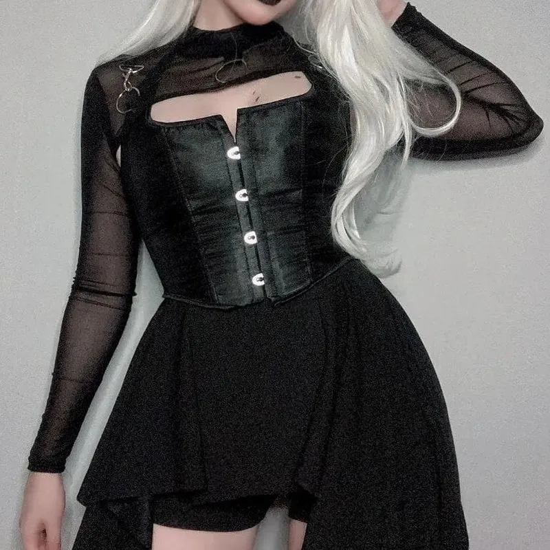 Damen Punk Riemchen Neckholder Vollbrustkorsett