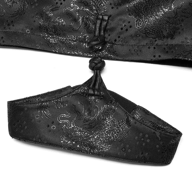 Damen-Punk-Jacquard-Kurzrock mit seitlichem Reißverschluss und Strumpfband