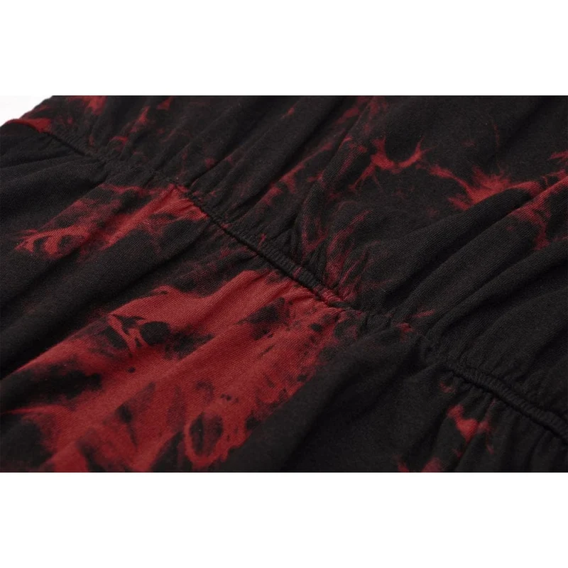 Damen Punk Red Tie Dye Unregelmäßiger Saum Schlupfkleid
